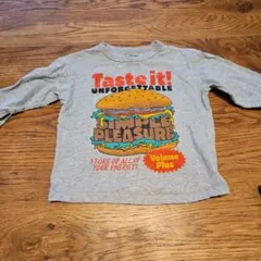 ハンバーガー プリント 長袖 Tシャツ グレー 100cmのサムネイル