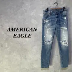 アメリカンイーグル スキニーデニム ダメージ 30×30 ライトブルー 4554