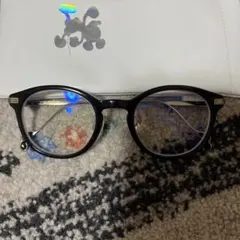 ブラックラウンド型メガネ　zoff ミッキー　度入り