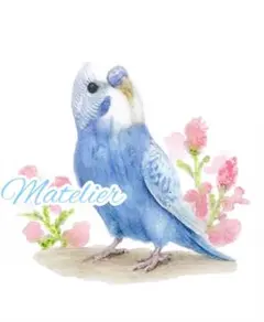 水彩画　原画　インコの絵　癒し　鳥の絵