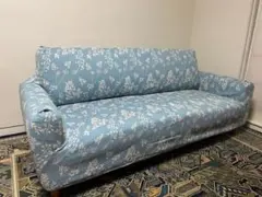 【新品未使用:ボタニカル／ブルー】よこのびソファーカバー　３人掛け用