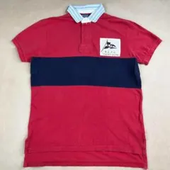 麗*様 90s ポロ ラルフローレン ポロシャツ レッドネイビー 刺繍ロゴ