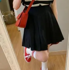 【006355L】スカート ミニ ボトムス プリーツ ミニ丈 ブラック