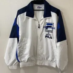 FILA スポーツジャケット Sサイズ ホワイト/ネイビー/ブルー　刺繍ロゴ