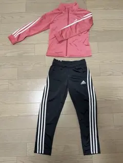 adidas アディダス ジャージ 上下セット 130cm ピンク×ブラック