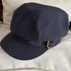 キャスケット ベルト付き 紺色 綿