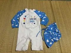 恐竜プリント ベビー水着 80帽子付き