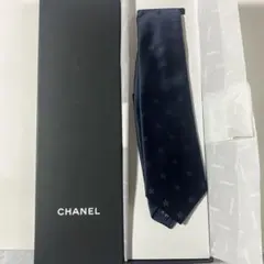 極美品】CHANEL ネクタイ ココマーク ソリッド グレー 光沢 ビジネス
