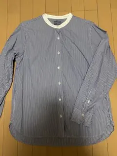 無印　バンドカラー　シャツ　ブラウス　ストライプ　XL 美品