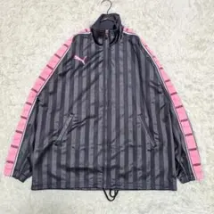PUMA トラックジャケット グレー ピンク テープロゴ