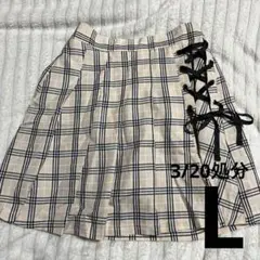 チェック柄　プリーツ　スカート風　スカパン