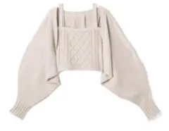 GRLボリュームスリーブカーディガンXケーブル編み　アイボリー　グレイルニット