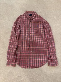 ポロラルフローレンチェックシャツ 赤 BDシャツ M 刺繍ロゴストリートアメカ