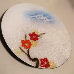 七宝焼 丸皿 デザインプレート 飾り皿 楓 紅葉 秋