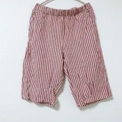 値下げ歓迎 ストライプ ハーフパンツ 【XL】赤 白 ウエストゴム 楽々パンツ