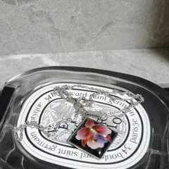 ヴィンテージ 七宝焼き風 フラワーネックレス NS刻印