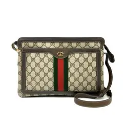 【美品】グッチ　ショルダーバッグ　GGスプリーム　シェリーライン　2WAY　茶