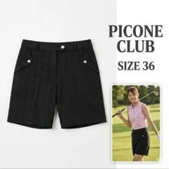 ピッコーネクラブPICONE ハーフパンツ36 S 黒 チェックゴルフレディースのサムネイル