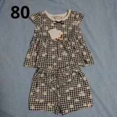 【新品タグ付き】 ギンガムチェック セットアップ 80