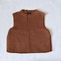 Aosta アオスタ キッズニットベスト ブラウン 90-100 L リブ