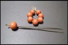 アンティーク 玉かんざし 根掛け ガラス ② 簪 珊瑚風 玉 トンボ玉