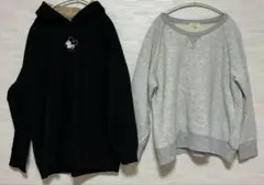 レディースミッキーマウス ブラック フード付きパーカーボアパーカーまとめ　3L