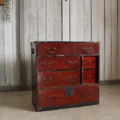 打ち出し金具時代庄内箪笥 引き出し2段 時代箪笥 時代家具 古家具