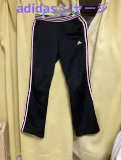 adidas ジャージ、トレーニングパンツ 黒/ピンク3本ラインSＭ（160）