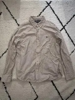 ラルフ・ローレン カスタムフィット 長袖シャツ XL ベージュ系 チェック柄