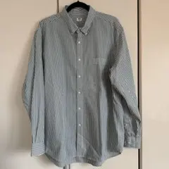 UNIQLO ユニクロ　緑ストライプシャツ/XXL