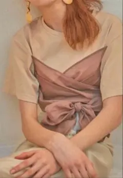 MARTE リボン付きカットソーリボンTシャツ