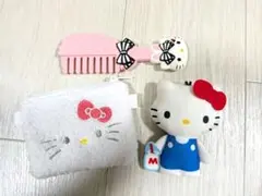 ハローキティポーチ、ぬいぐるみ、コームのセット