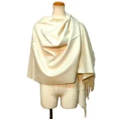 訳あり：60㎝×190大判無染色 100% カシミヤストールWHT 新品