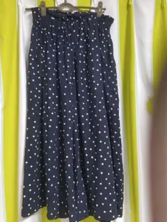 ネイビー ドット柄 ワイドフレアパンツ&トップスセット
