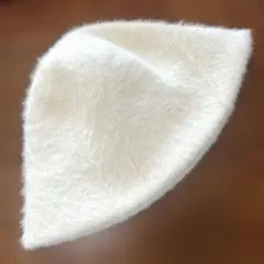 ホワイト バケットハット ファー風素材　ふわふわ帽子