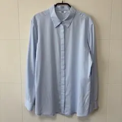 UNIQLOレーヨンブラウス/ストライプ　ブルー XL