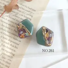 ピアス イヤリング ハンドメイド お花 レジン 大ぶり ブルー NO.261