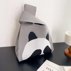 ハンドバック サブバッグ トート エコバッグ ショルダー パンダ グレー