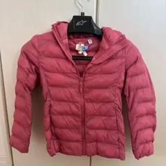 キッズ用ピンクダウンコート フード付き 140cm