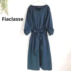 Fiaclasse ワンピース　七分袖　シンプル　上品　大人女子　ネイビー