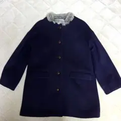 【再々値下】【新品未使用】NIMES ニーム　ノーカラーコート　ファー付き　紫色