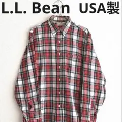 L.L. Bean チェック柄 長袖シャツ M レッド