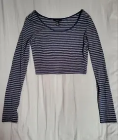 FOREVER 21 ストライプ クロップドTシャツ M