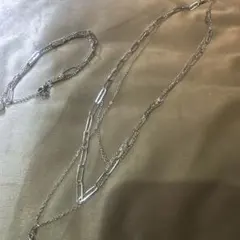 シルバー パール付き ロングネックレス