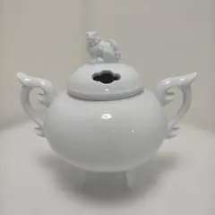 白磁香炉 透かし彫り 獅子 狛犬 有田焼 杉原一壷 骨董品 コレクション