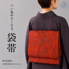 QQ4-78 早い者勝ち!! 華やか 袋帯 単品 六通 赤みのえんじ 422㎝