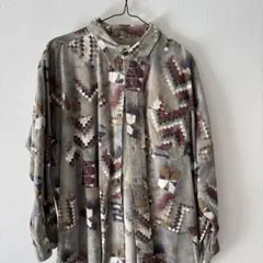 古着BIG BATTLE 幾何学模様 長袖シャツ 2L