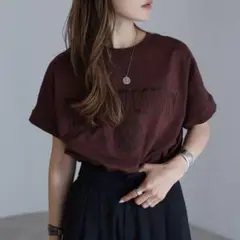 ボンジュールサガン カレッジ刺繍ピグメントスウェットTシャツ　REBのサムネイル