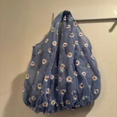 Zara デイジー刺繍 メッシュ エコバッグ ブルーのサムネイル