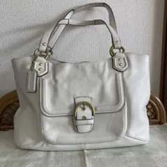 COACH レザー ショルダーバッグ トートバッグ A４トート　ホワイト 白